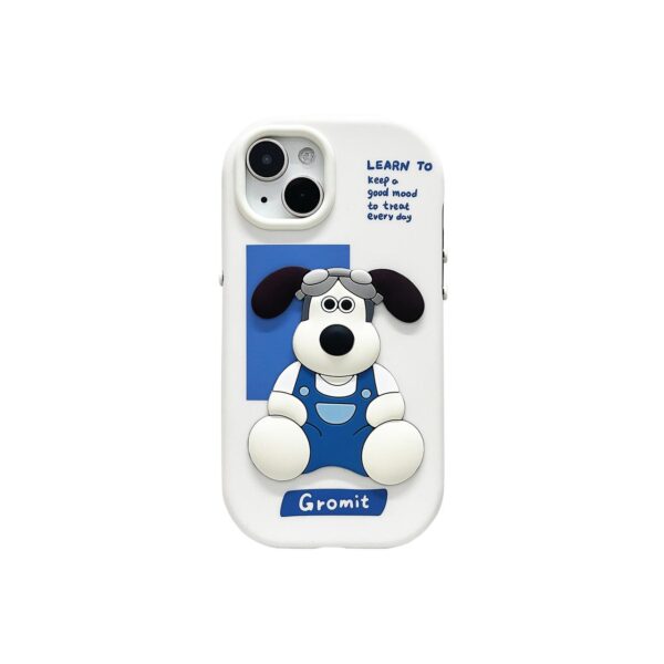 Cute Cartoon Gromit Dog White Silicone 3D Phone Case, Adorable, Playful, Whimsical
