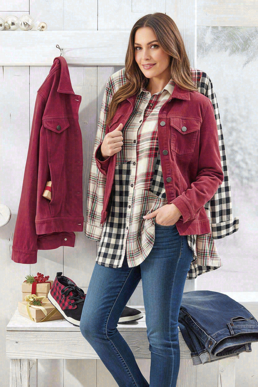Coldwater Creek Into the Mix Plaid Tunic