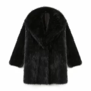 Lapels Faux Fur Coat Women 2024 Winter Brand Designer Fluffy Fox Fur Jacket Luxury Furry Overcoats Girl Stylish Long Outerwear