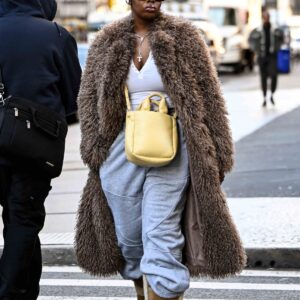 Autumn Winter New Fashion Beach Wool Faux Fur Coat For Women Suit Collar Solid Color Long Overcoat