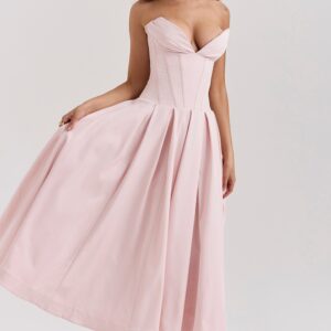 Pink A Line Ankle Length Evening Dress For Wedding Party Corset Formal Prom Dress Dubai Party Gown
