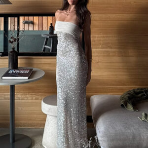 Luxury Light Green Silver Shinning Evening Dresses Sequin Sleeveless Floor Length Party Prom Growns Banquet Robes De Soirée