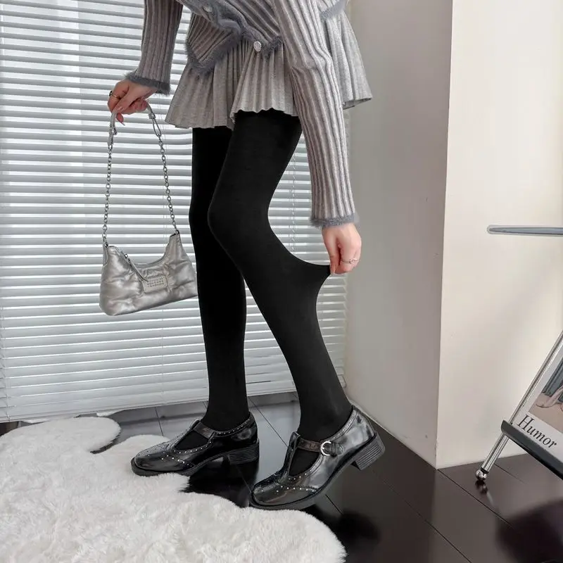 Thickened 900D Fleece Lined Women's Leggings Autumn Winter Warm Stylish Slimming Black Grey Brown Cotton Pantyhose