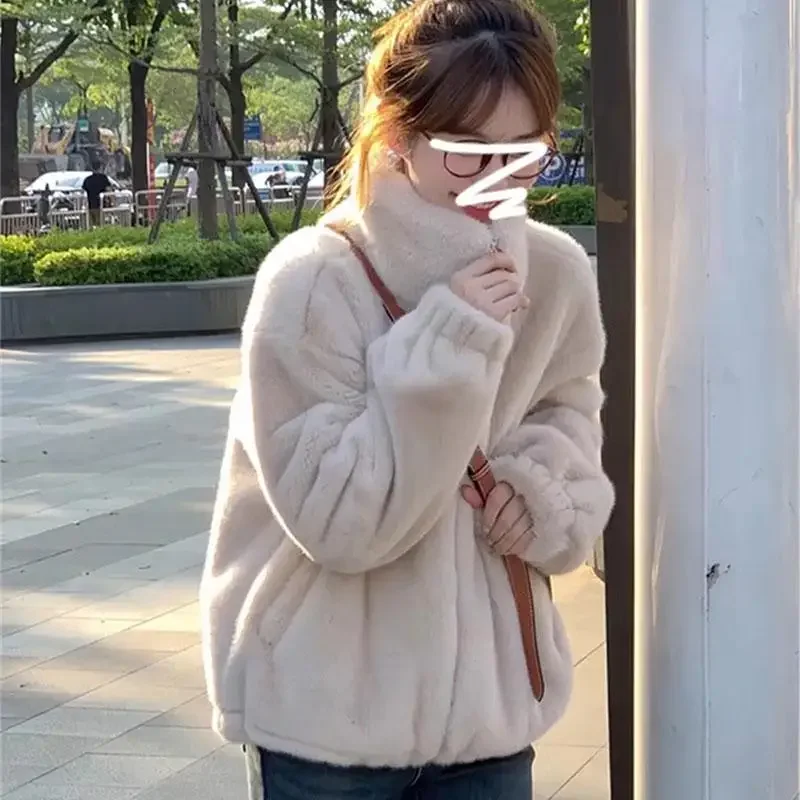 Lamb Fur Jacket Women's Casual Thickened Autumn Winter New Style Versatile Korean Style Short Outerwear from Mainland China - Image 2