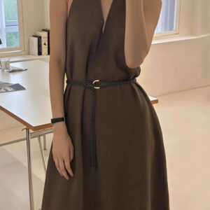 Pink Stain Sling Dresses Women Elegant V Neck Sleeveless Backless Slim Long Dress 2026 Summer Lady Party Holiday Dress
