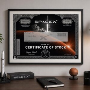 Personalize SpaceX Inspired Stock Certificate Art – Vintage Style Wall Decor / Investor Gift / Finance Office Print