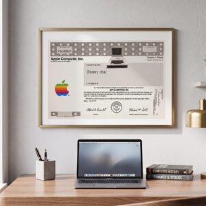 Personalize Apple Inspired Stock Certificate Art – Vintage Style Wall Decor / Investor Gift / Finance Office Print