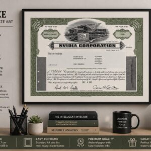 Personalize NVIDIA Inspired Stock Certificate Art – Vintage Style Wall Decor / Investor Gift / Finance Office Print