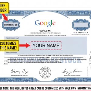 Personalize Alphabet Inspired Stock Certificate Art – Vintage Style Wall Decor / Investor Gift / Finance Office Print
