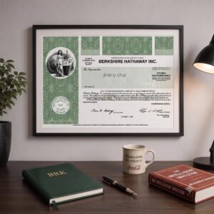 Personalize BERKSHIRE HATHAWAY Inspired Stock Certificate Art – Vintage Style Wall Decor / Investor Gift / Finance Office Print