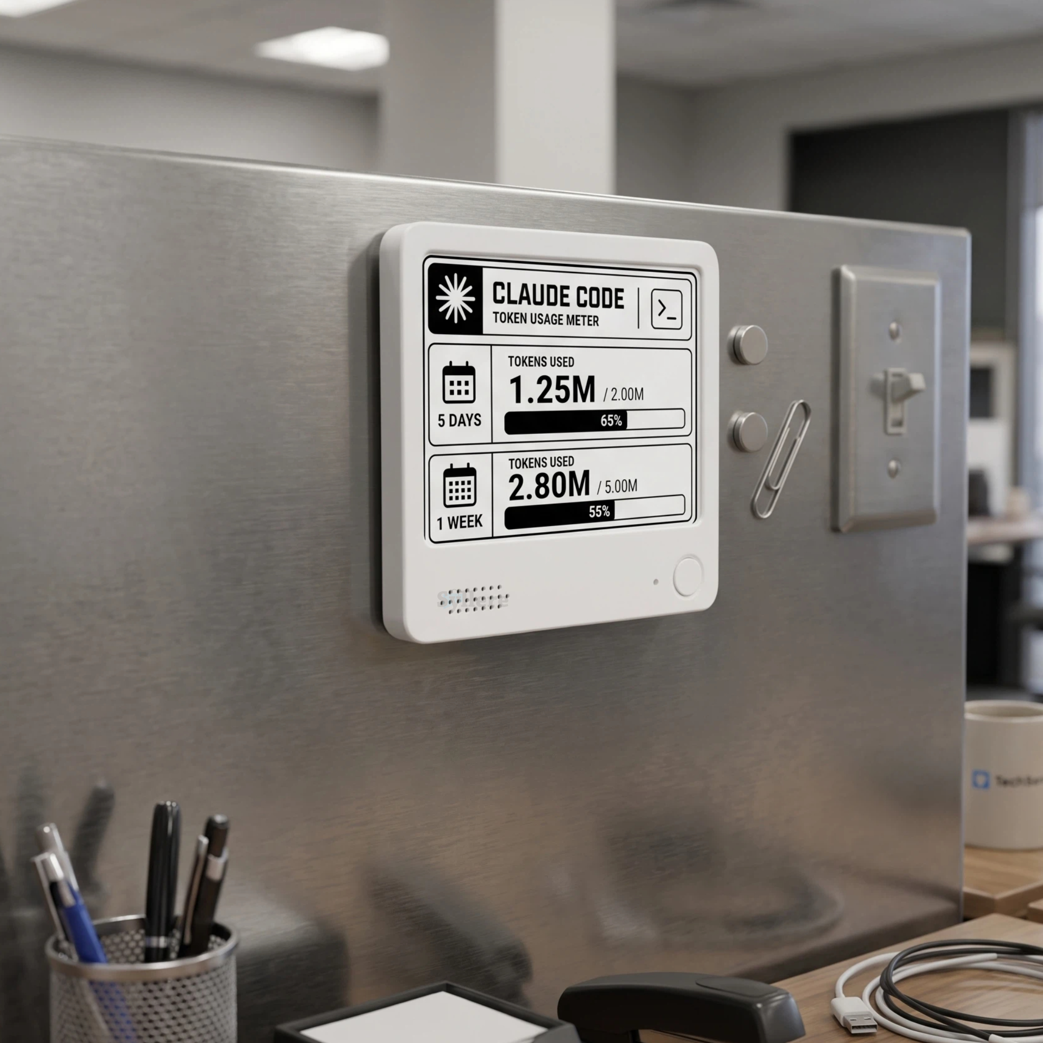 codeMeter — Claude Code Usage Display | WiFi Desk Meter for AI Coding | Anthropic Tracker | Claude Code Monitor for: Pro Max Team Enterprise - Image 2